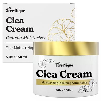 TERRAFIQUE Cica Cream - Centella Moisturizer Face Cream - Anti Aging Face Cream For Women - Hydrating Face Moisturizer For All Skin Types - 5 Oz / 150 Ml