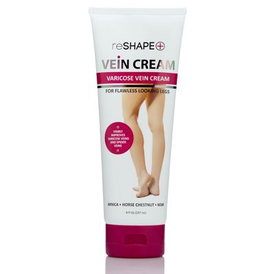 Reshape+ Varicose Vein Relief &amp; Vein Care Cream W/Collagen, Arnica, &amp; Horse Chestnut - Visibly Reduce Varicose Veins, Bruises, &amp; Spider Veins, Varicose Vein Treatment Lotion For Legs &amp; Body, 8 Fl Oz