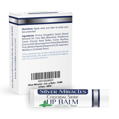 Silver Miracles - Colloidal Silver Lip Balm - TUBE - 3 Pack