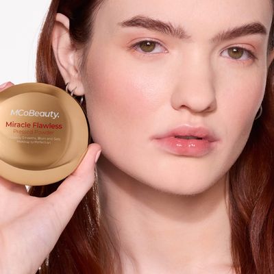 MCoBeauty Miracle Flawless Pressed Powder, Translucent, Oil-Control, Soft-Focus Finish with Hydrating Rose Flower Extract &amp; Sweet Almond Oil, Vegan, Cruelty Free Cosmetics