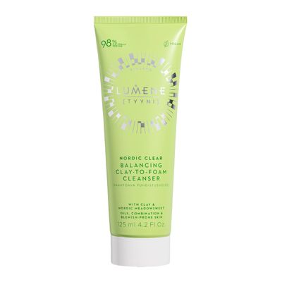 Lumene Nordic Clear [Tyyni] Balancing Clay-to-Foam Cleanser - Daily Face Wash &amp; Makeup Remover for Oily, Combination &amp; Blemish-Prone Skin - Vegan Makeup Remover Cleanser (4.2 oz)