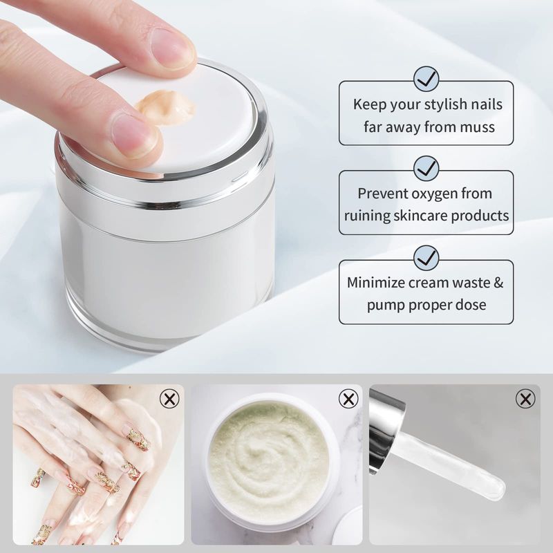 YOCASII 2PCS Airless Pump Jars, 1.7 Oz Airless Pump Bottles, Acrylic Moisturizer Container with Pump, Empty Airless Cosmetic Container Lotion Pump Skincare Cream Bottles Travel Lotion Container