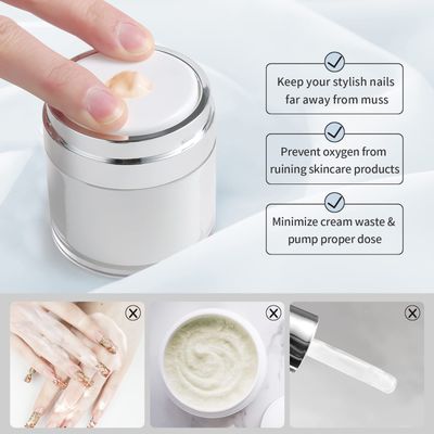 YOCASII 2PCS Airless Pump Jars, 1.7 Oz Airless Pump Bottles, Acrylic Moisturizer Container with Pump, Empty Airless Cosmetic Container Lotion Pump Skincare Cream Bottles Travel Lotion Container