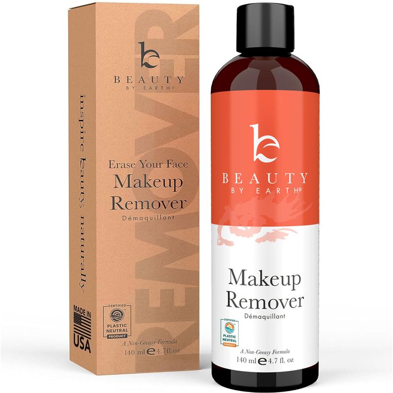 Makeup Remover - USA Made with Natural &amp; Organic Ingredients Face and Eye Make Up Remover, Use with Wipes or Cotton Pads, Gentle Non-Greasy Makeup Remover for Dry, Oily and Sensitive Skin Types