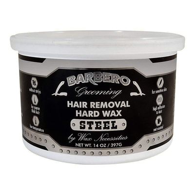 Wax Necessities Barbero Grooming Depilatory Hard Wax Steel for Men 14 Ounces