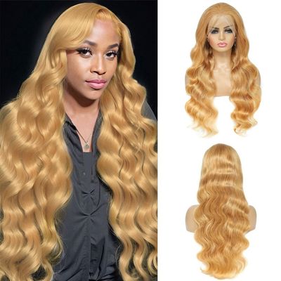 Honey Blonde HD Lace Front Wig Human Hair 13x4 Body Wave Honey Blonde Wig Human Hair 200 Density Blonde Lace Front Wigs Human Hair Pre Plucked 27# Colored Lace Frontal Wig 26 Inch