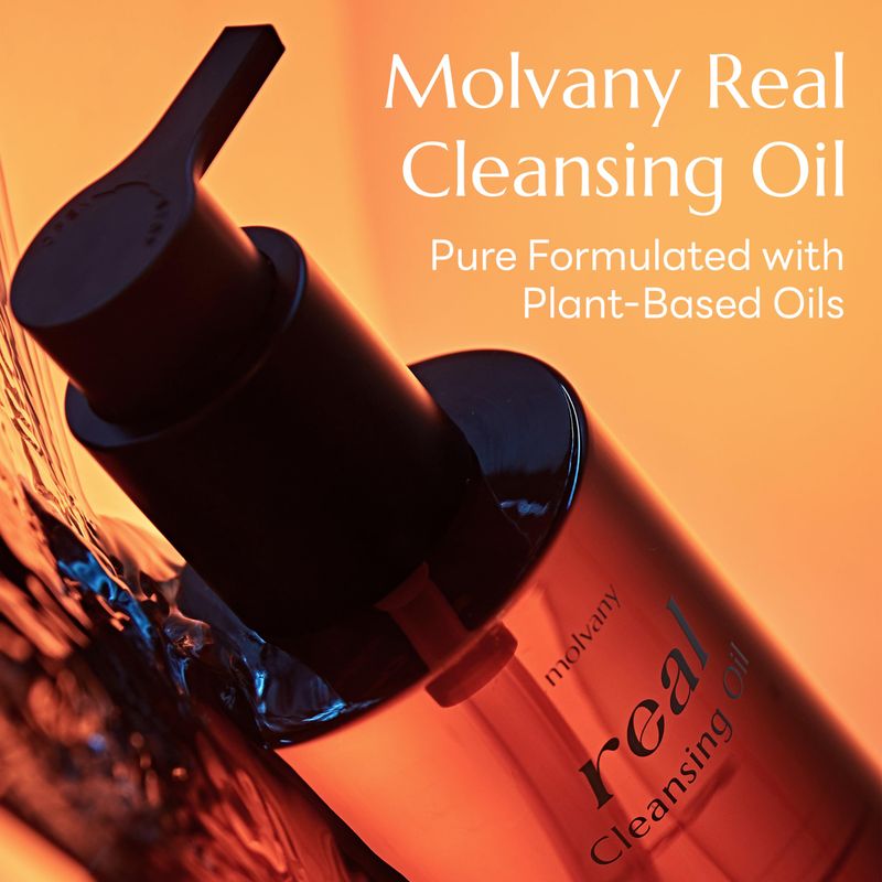 molvany Real Cleansing Oil - Korean Facial Cleanser, Whitehead, Blackhead &amp; Makeup Remover - Complete Plant-Based Oil Cleanser Women Skincare - 6.76 fl. oz