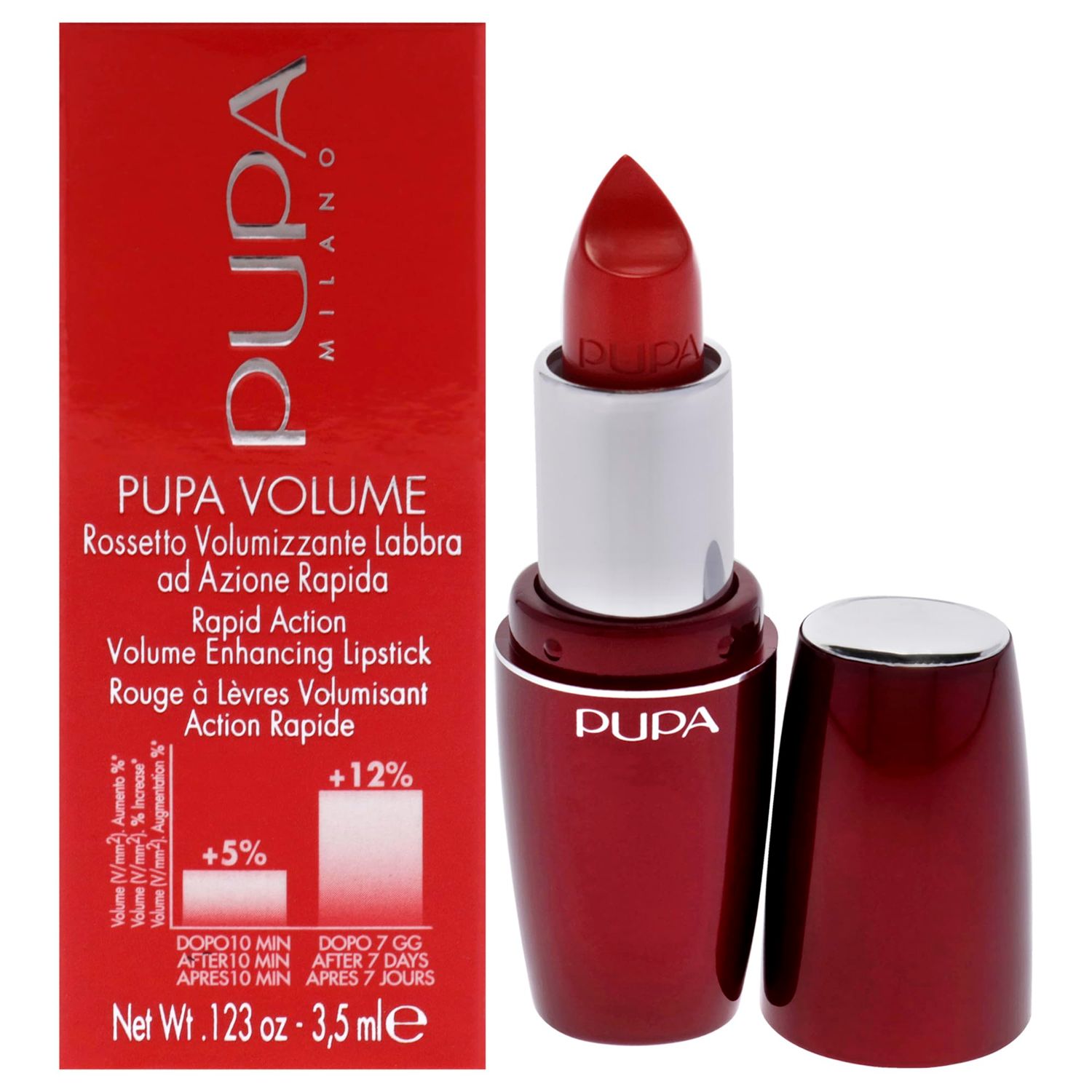 Pupa Milano Volume Lipstick - Effective Volume Enhancing Lipstick - Fuller Plumper Lips - A Creamy Texture - Amazing Results - 403 Euphoria Red - 0.123 Oz, No. 403/Euphoria Red (I0014642)