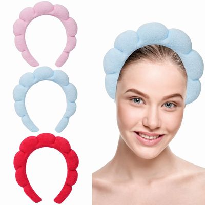 Zenithluluck Indulge in Self-Care with our Skin-Saving Spa HeadbandNon-slip Headband Washing FaceMakeup And Makeup RemovalBubble HeadbandPerfect Gift for Sweet Girl(blue)
