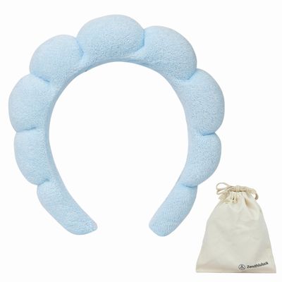 Zenithluluck Indulge in Self-Care with our Skin-Saving Spa HeadbandNon-slip Headband Washing FaceMakeup And Makeup RemovalBubble HeadbandPerfect Gift for Sweet Girl(blue)