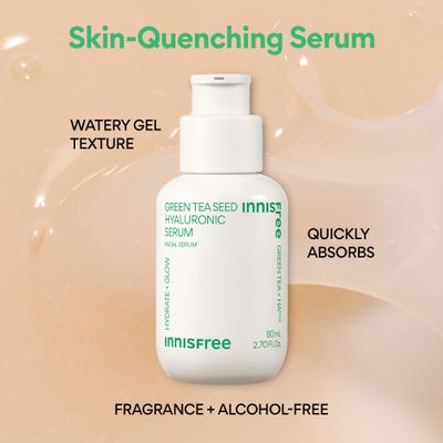 innisfree Hydrate + Protect Mini Set of Korean Serum, Cream and Suncreen with Green Tea and Hyaluronic Acid