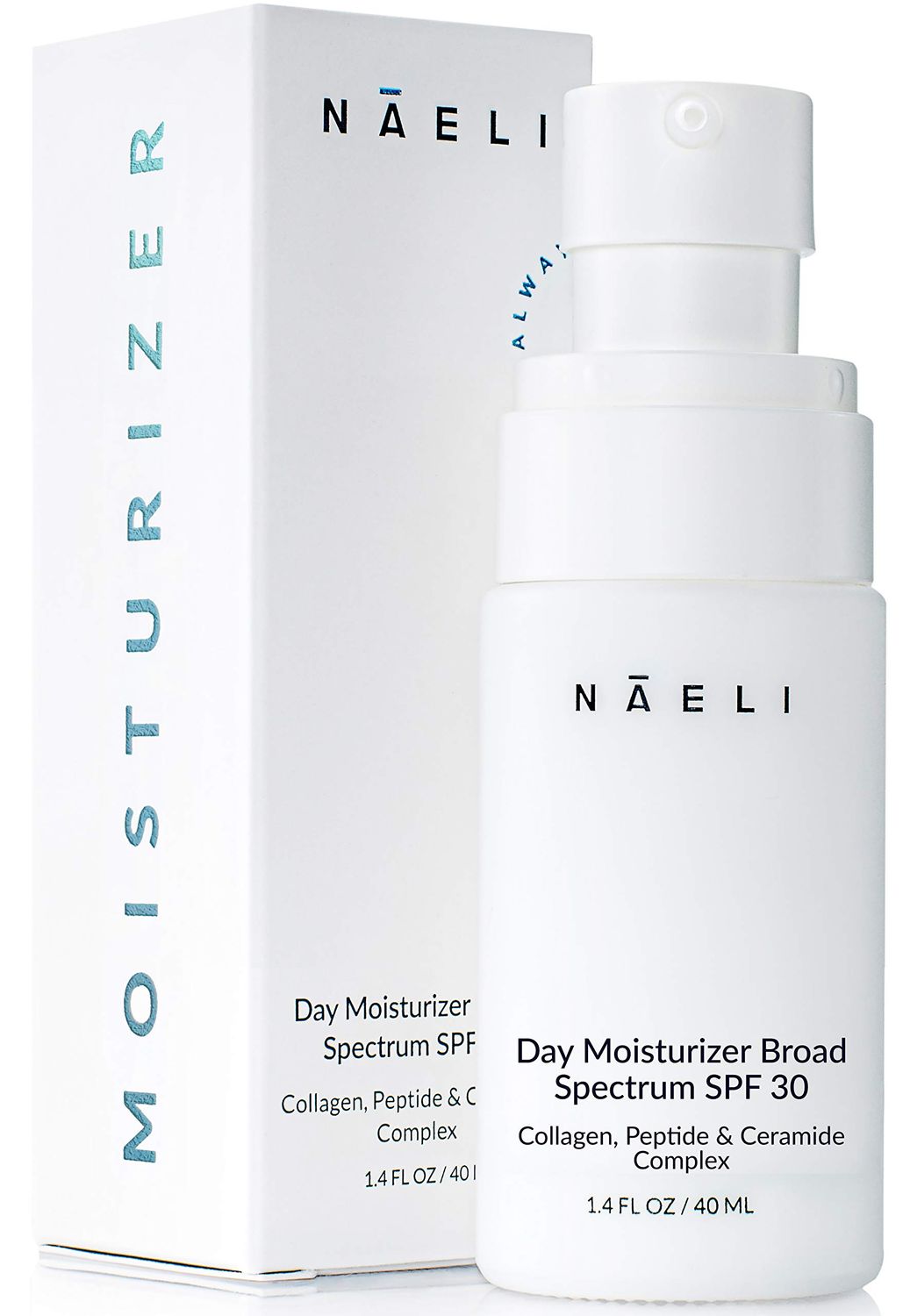 NAELI Face Moisturizer with SPF 30, Anti Aging Collagen &amp; Peptide Cream, Reduces Wrinkles - Lightweight Skin Hydration with Hyaluronic Acid, Paraben Free &amp; Non-Comedogenic Sunscreen, 1.4 oz