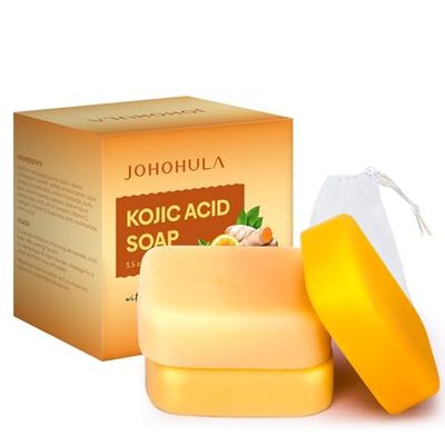 Johohula Kojic Acid Dark Spot Remover Soap Bars with Vitamin C, Retinol, Collagen, Turmeric - Smooth for Face and Body, Firm and smooth skin - 3 X 100g Bars