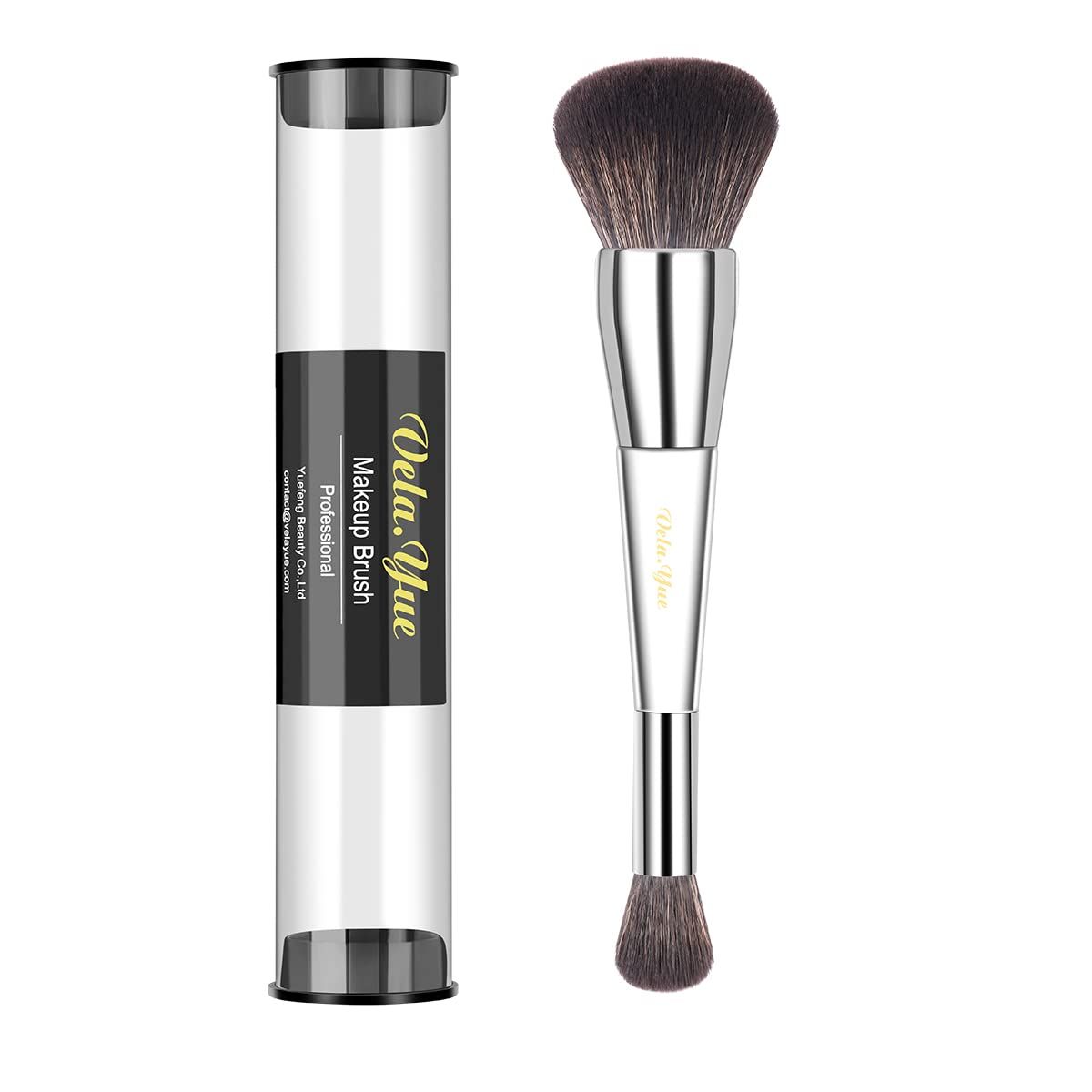 Vela.Yue Dual Ended Foundation Concealer Duo Makeup Brush Liquid Cream and Powder Complexion Perfector for Eyes Face