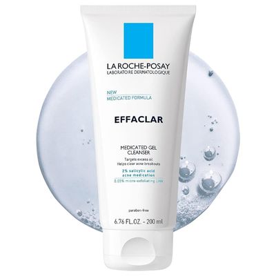 La Roche-Posay Effaclar Medicated Gel Cleanser, 2% Salicylic Acid Cleanser + LHA + Glycerin, Foaming Acne Face Wash, Helps Clear &amp; Prevent Acne Breakouts, Oil Free, Targets Excess Oil