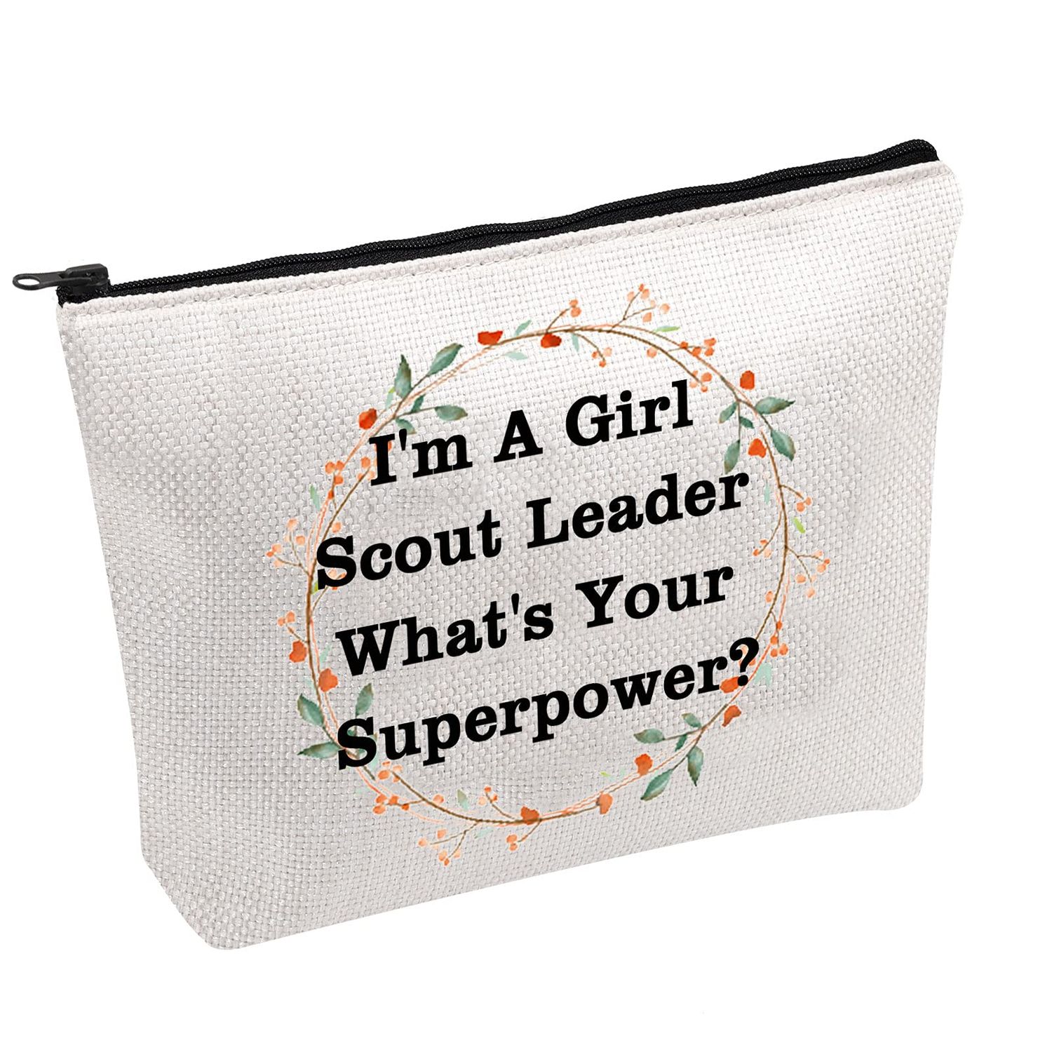 PWHAOO Scout Leader Gift I&#39;m A Girl Scout Leader What&#39;s Your Superpower Toiletry Bag Scout Leader Gift Troop Leader Gift (I&#39;m A Scout Leader B)