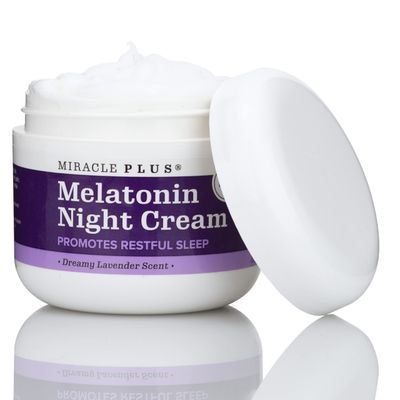 Miracle Plus Melatonin Sleep Night Cream W/Lavender &amp; Chamomile, Massage Melatonin Skin Care Topical Night Lotion Into Skin To Help Promote Better Rest, Ease Jet Lag, &amp; Regulate Sleep Patterns, 4 Oz