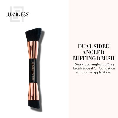 LUMINESS Dual-Sided Angled Buffing Brush - Cruelty-Free Synthetic Bristles Ideal for Foundation & Primer - Soft Fibers Gives Silky Touch on Skin & Creates Flawless Base with Perfect Finish