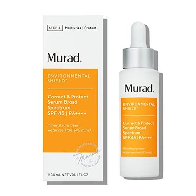 Murad Correct &amp; Protect Broad Spectrum SPF 45 - Environmental Shield 100% Mineral Sunscreen Serum - Blue Light Defense - Brightens and Reduces Discoloration, 1.0 Fl Oz