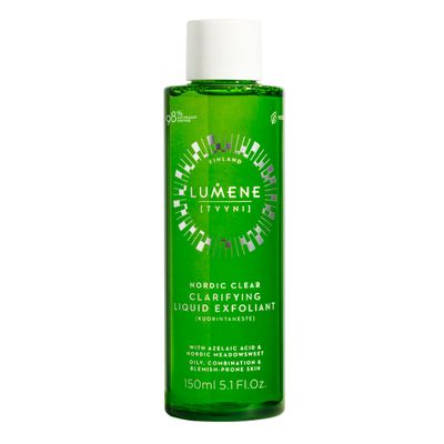 Lumene Nordic Clear [Tyyni] Clarifying Liquid Exfoliant - Gentle Daily Exfoliant for Oily, Combination, &amp; Blemish-Prone Skin - Azelaic Acid, Nordic Meadowsweet Herb, Arctic Rose (5.1 fl oz)
