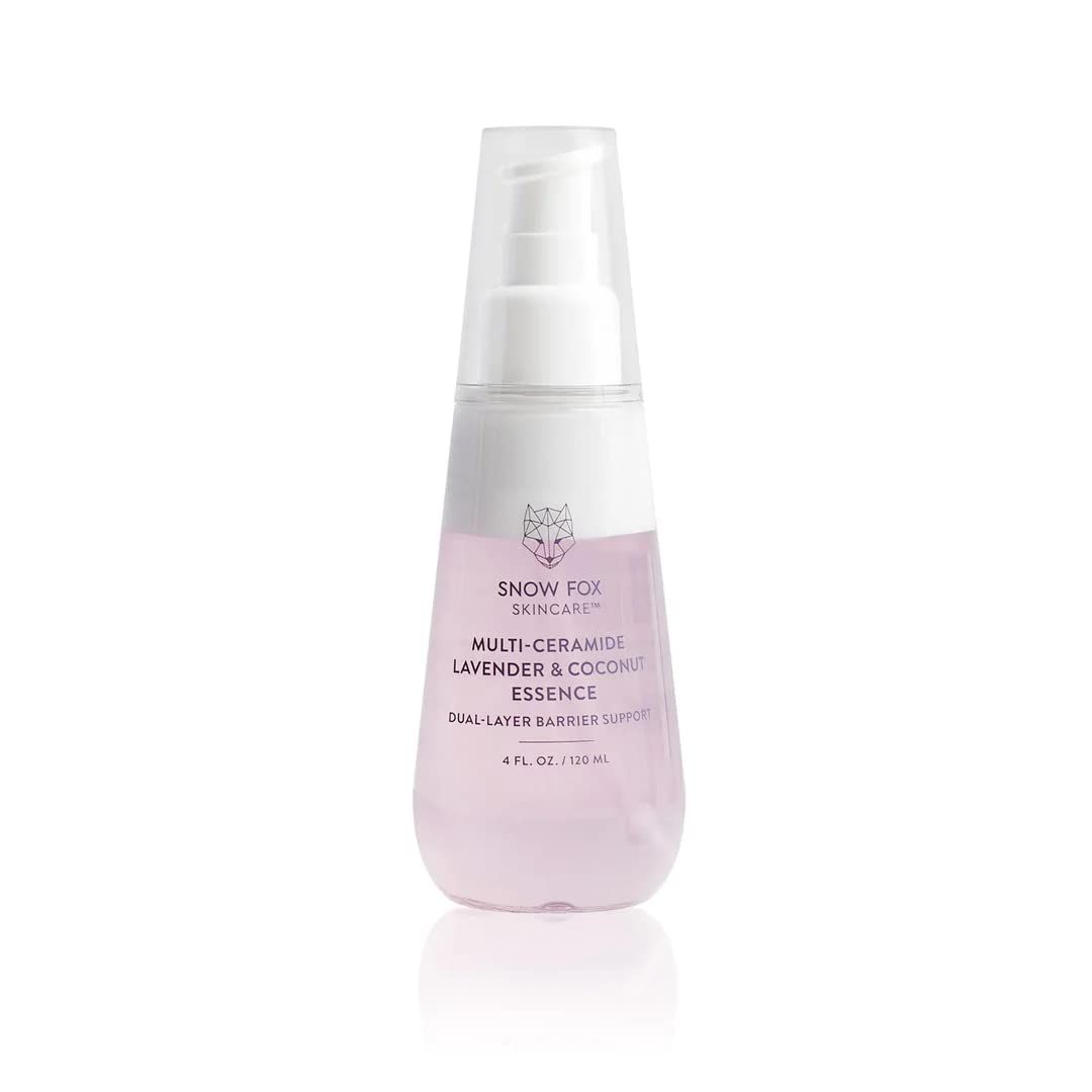 Snow Fox Skincare - Multi-Ceramide French Lavender &amp; Coconut Essence Serum | Hydrating, Revitalizing Face Serum for Dry, Mature, Sensitive Skin | Vitamin B5, Hyaluronic Acid, Malachite | 120ml