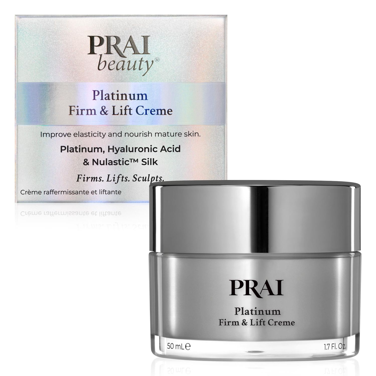 PRAI Beauty Platinum Firm and Lift Creme, Firming and Hydrating Face Moisturizer for Dry Skin and All Skin Types, Face Moisturizer for Skin Firming and Lifting, 1.7 Oz