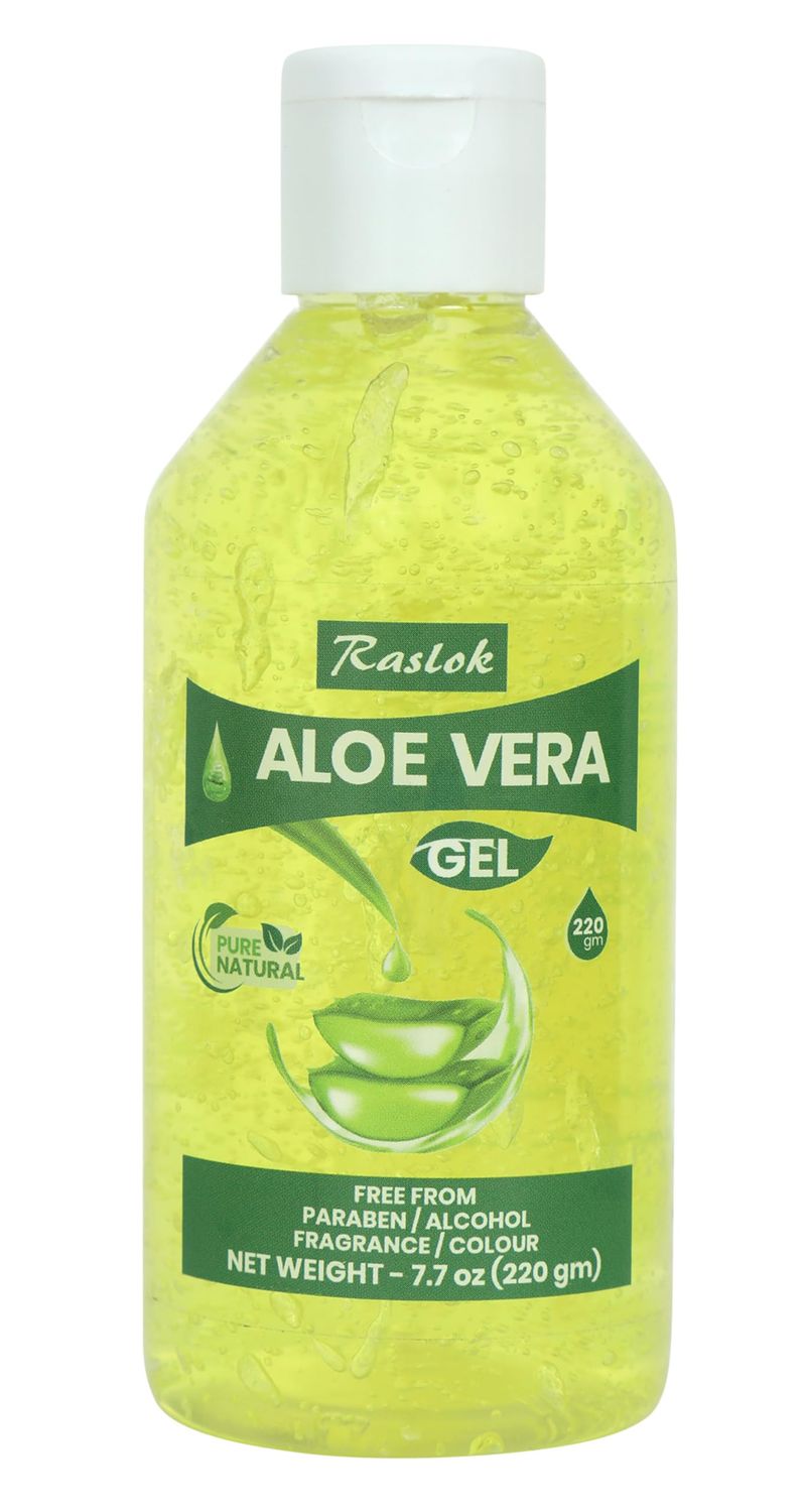 Raslok Aloe Vera Gel | 100% Pure Natural Organic Aloe Gel | For Moisturizing Face Skin &amp; Hair Care (Papaya, 7.76 oz)
