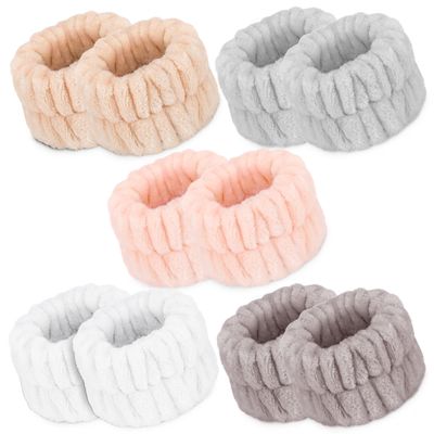 Women&#39;s Microfiber Face Washing Wrist Towels - Absorbent Wristbands and Spa Sweatbands for Girls, Prevent Water from Spilling Down Arms (10PCS)