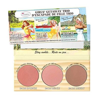 theBalm Girls&#39; Getaway Trio - Highlighting Powder Cheek Palette, Face Sculpting Kit, Fade Resistant Blushes/Bronzers, Balm (Springs, Beach and Desert), 0.16 ounces