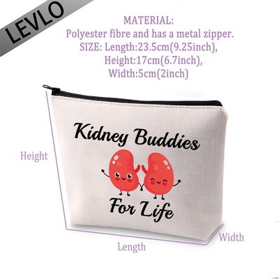 LEVLO Funny Donor Recipient Gifts Kidney Buddies For Life Makeup Bags Kidney Transplant Patient Gifts (Kidney Buddies For Life)