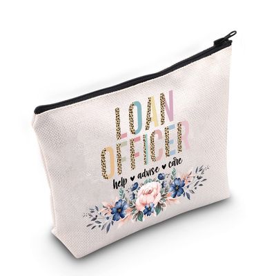 WZMPA Loan Officer Cosmetic Makeup Bag Banker Appreciation Gift Loan Officer Help Advise Care Floral Makeup Zipper Pouch Bag For Mortgage Broker (Loan Officer Help)