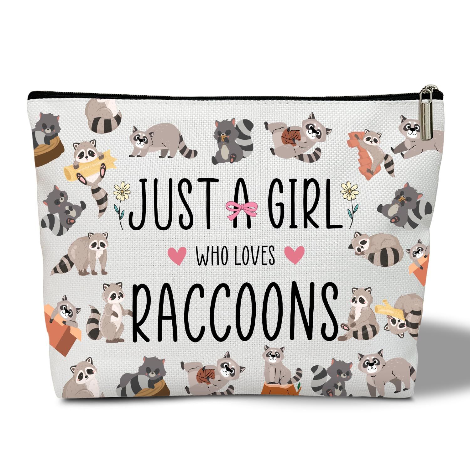 Raccoon Makeup Bag - Just A Girl Who Love Raccoons, Raccoon Lover Gifts Birthday Gifts for Sister Friends Breeder Animal Lover, Cosmetic Bag Skincare Bag Toiletry Bag Pouch Travel Accessories -19
