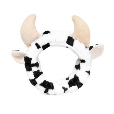 Nabegum 4PCS Cow Print Headbands for Washing Spa Face Wristband Set, Bath Makeup Skincare Hair Bands Western Highland Stuff Gifts for Women