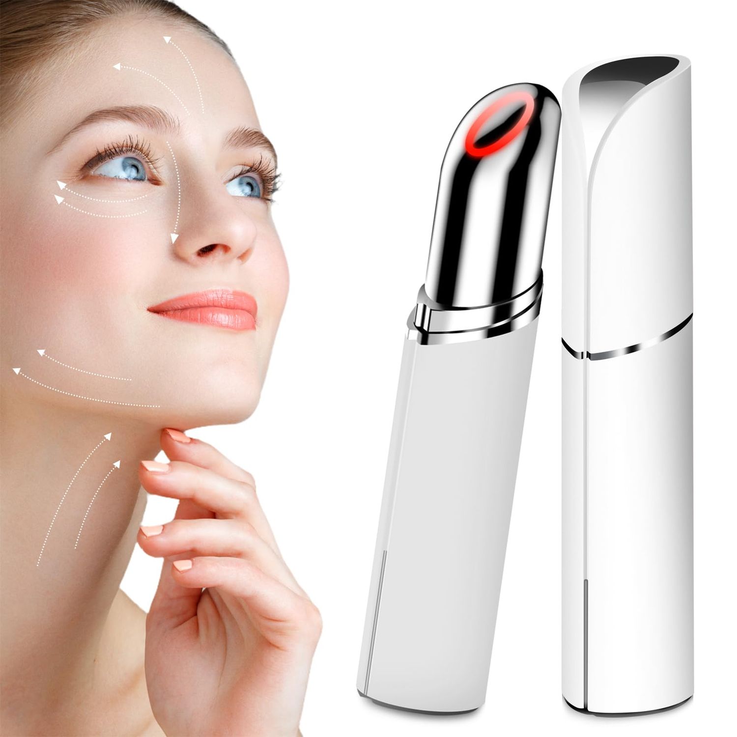 Neck Face Massager, BUV Face Sculpting Tool, 3 Color Modes and Vibration for Facial Massager, Mini Led Face Sculpting Device for Skin Care, Baby White