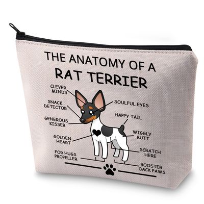 LEVLO Funny Rat Terrier Lovers Gifts The Anatomy of A Rat Terrier Cosmetic Bags Rat Terrier Veterinary Mom Travel Toiletry Bags (Rat Terrier)