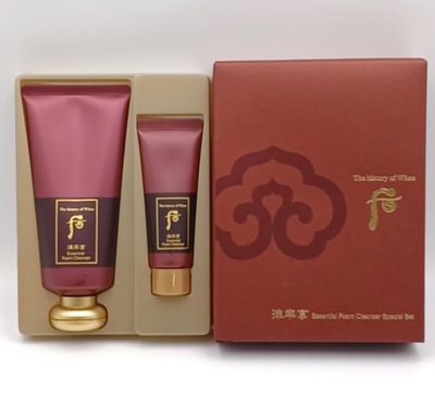 THE HISTORY OF WHOO Jinyulhyang Essential Foam Cleanser Korea Skin Care Special Set 180ml 40ml, Cranberry