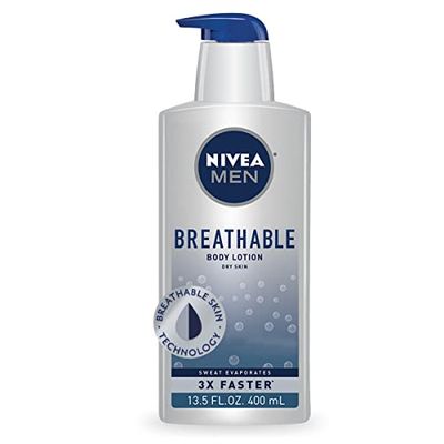 NIVEA MEN Breathable Body Lotion, 48 Hour Hydrating Lotion, Men&#39;s Lotion, 13.5 Fl Oz Bottle