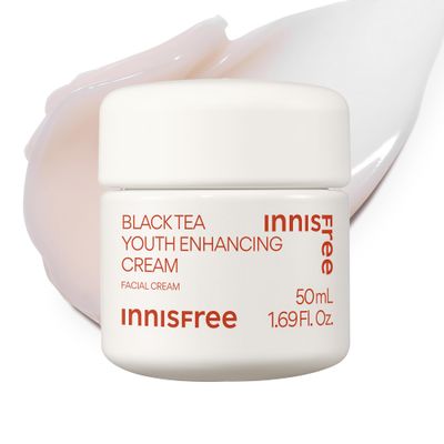 innisfree Black Tea Youth Enhancing Cream, Korean Moisturizer with Hyaluronic Acid for Firming and Glow