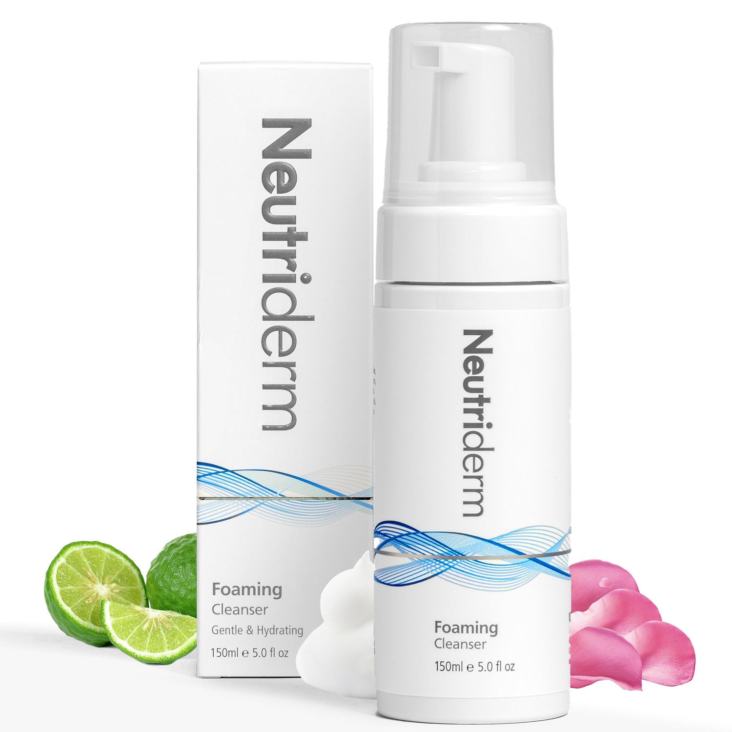 Neutriderm Foaming Cleanser Face Wash for Dry Skin: Ultra Hydrating Facial Cleanser with Niacinamide, Vitamin C, ProVitamin B5 Cleansing Foam Facewash - Facial Wash Removes Makeup &amp; Impurities 5 Fl Oz