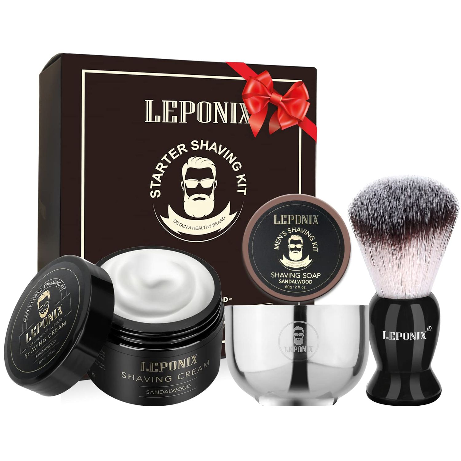 Shaving Kit for Men, Include Shaving Soap for Men, Shaving Brush, Shaving Cream, Shaving Bowl Mens Shaving Kit Aftershave Gift Set for Men Him Husband Boyfriend Stocking Stuffers