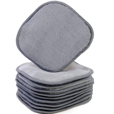 Polyte Premium Hypoallergenic Microfiber Fleece Makeup Remover and Facial Cleansing Cloth, 5 x 5 in, 10 Pack (Gray)