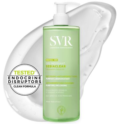 SVR Sebiaclear Face &amp; Body Cleanser With Salicylic Acid For Sensitive Oily To Combination Skin. Soap Free Wash That Eliminates Impurities &amp; Excess Sebum Without Drying The Skin, 13.5 Fl.oz