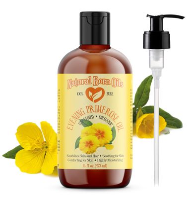 Natural Born Oils Evening Primrose Oil, 16oz, Organic, Cold-Pressed, Vitamins &amp; Minerals, Deep Skin Care, Hair Vitality