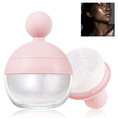 HOSAILY Highlighter Makeup Powder, Body Shimmer Sparkle Face Highlighter Powder ball, High Gloss Shiny Illuminator Cosmetic for Christmas Party Rave, Multi-Use Diamond Glitter Makeup Gift for Women01#