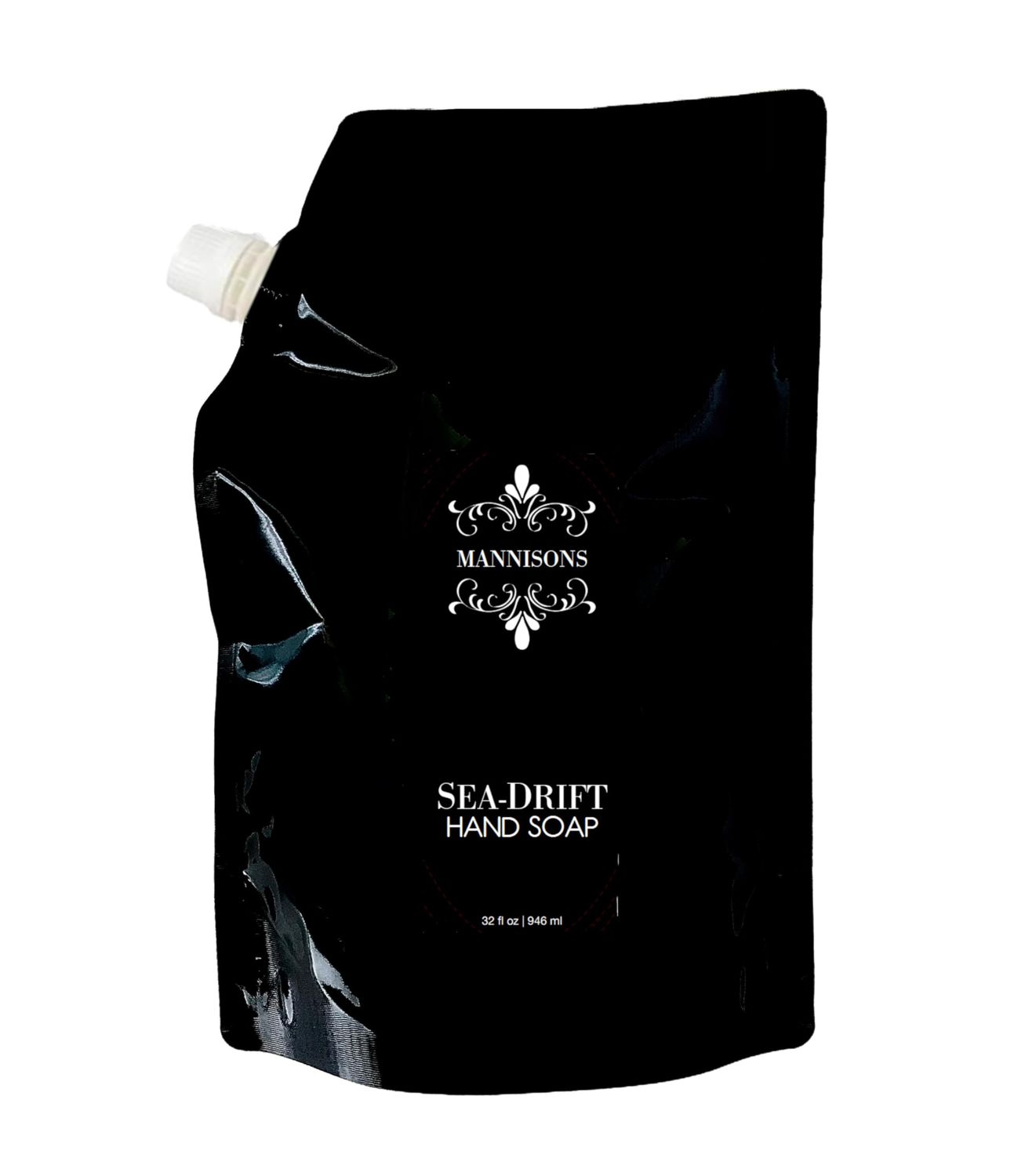 Mannisons Hand Soap, Sea-Drift Aroma, 32 oz, Refill Pouch, Nourish and Softens Skin, Luxurious Scent of Sea Salt, Sage, Driftwood, Rich Lather