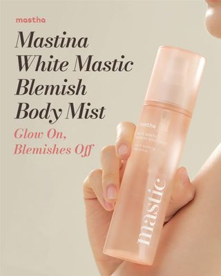 MASTINA White Mastic Body Mist (5.1fl oz) Valentines Day Gift Lightens Acne Scars, Soothes &amp; Cools. Body Spray for Flawless Skin. Fermented Mastic Gum.