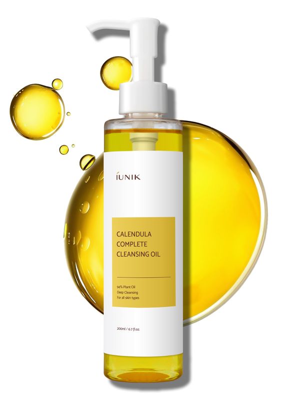 IUNIK Calendula &amp; Jojoba Oil-Infused Vegan Cleansing Oil - Gentle Blackhead Melting &amp; Makeup Remover Facial Cleanser w/ 94% Plant-based Oils Korean Skincare