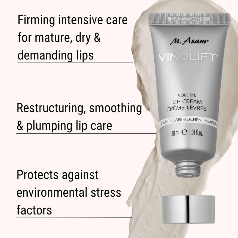 M. Asam VINOLIFT Volume Lip Cream - Anti-age volume &amp; lip care against fine lip lines for mature &amp; demanding skin, plumping lip care for moisturized &amp; soft lips, 1.01 Fl Oz