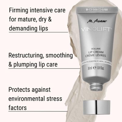 M. Asam VINOLIFT Volume Lip Cream - Anti-age volume &amp; lip care against fine lip lines for mature &amp; demanding skin, plumping lip care for moisturized &amp; soft lips, 1.01 Fl Oz