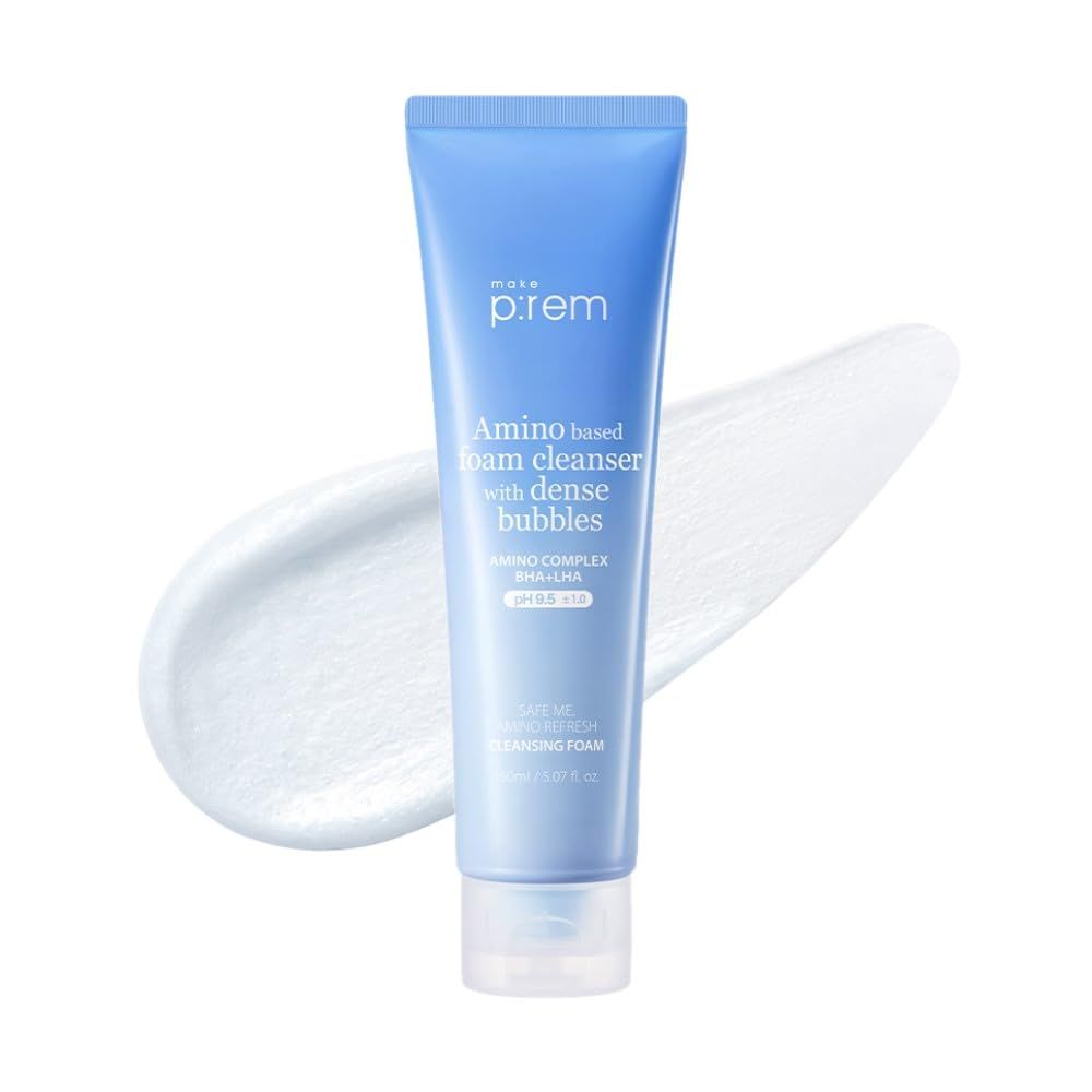 MAKEP:REM MAKE P:REM Safe Me. Amino Refresh Cleansing Foam, Instant Deep Pore Cleansing, Gentle Exfoliation with BHA &amp; LHA, Korean Skin Care, 150ml, 5.07 Fl.Oz.